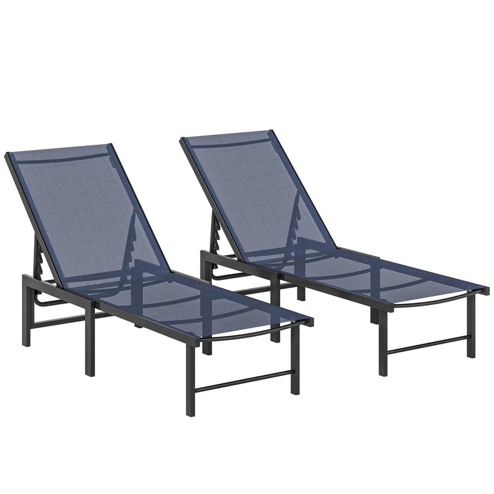 Outsunny Set of Two Reclining Sun Loungers 186 x 60 x 34 cm 11