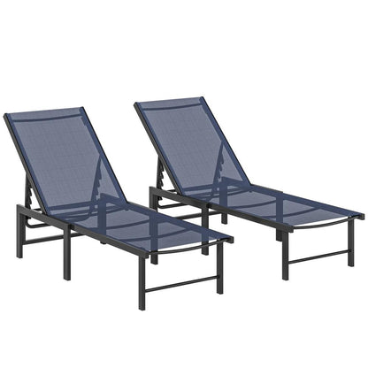 Outsunny Set of Two Reclining Sun Loungers 186 x 60 x 34 cm 11