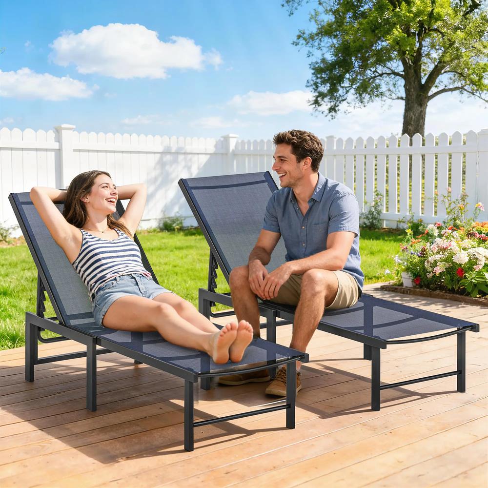 Outsunny Set of Two Reclining Sun Loungers 186 x 60 x 34 cm 12