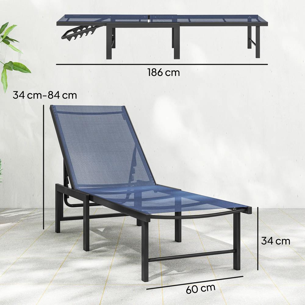 Outsunny Set of Two Reclining Sun Loungers 186 x 60 x 34 cm 13