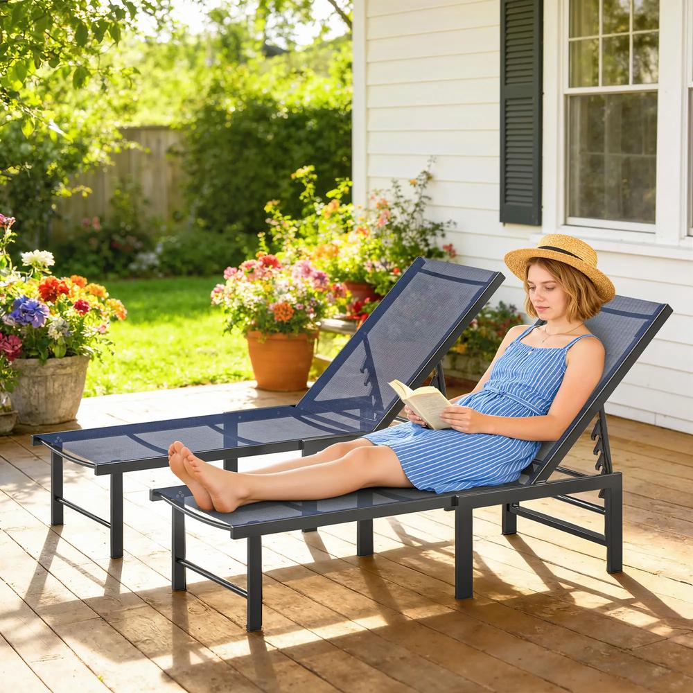 Outsunny Set of Two Reclining Sun Loungers 186 x 60 x 34 cm 17