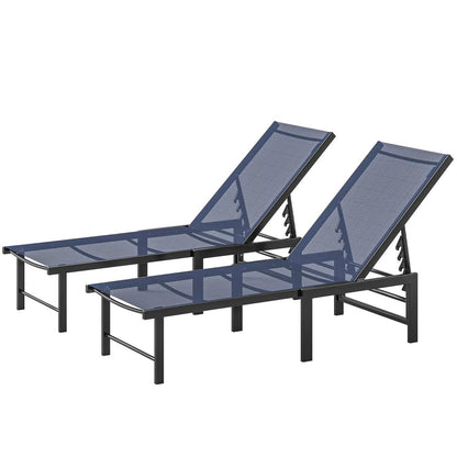 Outsunny Set of Two Reclining Sun Loungers 186 x 60 x 34 cm 20