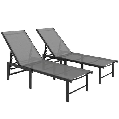 Outsunny Set of Two Reclining Sun Loungers 186 x 60 x 34 cm 21