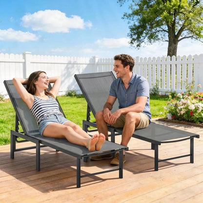 Outsunny Set of Two Reclining Sun Loungers 186 x 60 x 34 cm 22