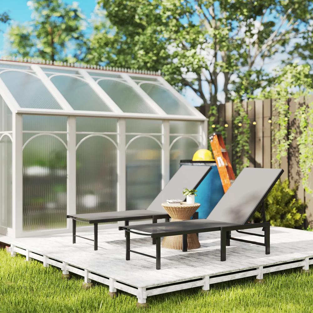 Outsunny Set of Two Reclining Sun Loungers 186 x 60 x 34 cm 27