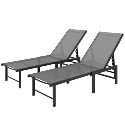 Outsunny Set of Two Reclining Sun Loungers 186 x 60 x 34 cm 31