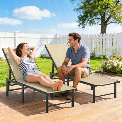 Outsunny Set of Two Reclining Sun Loungers 186 x 60 x 34 cm 33