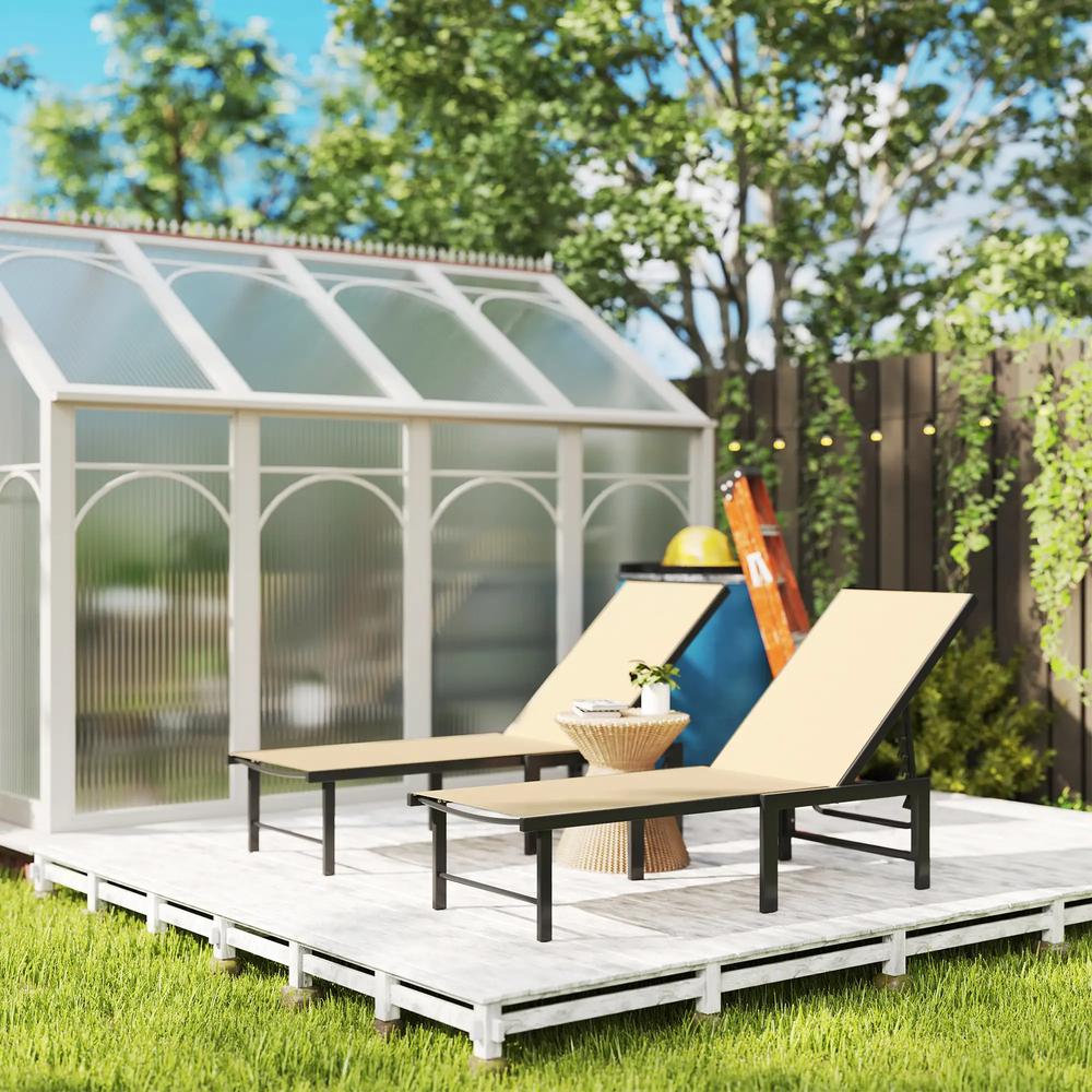 Outsunny Set of Two Reclining Sun Loungers 186 x 60 x 34 cm 38