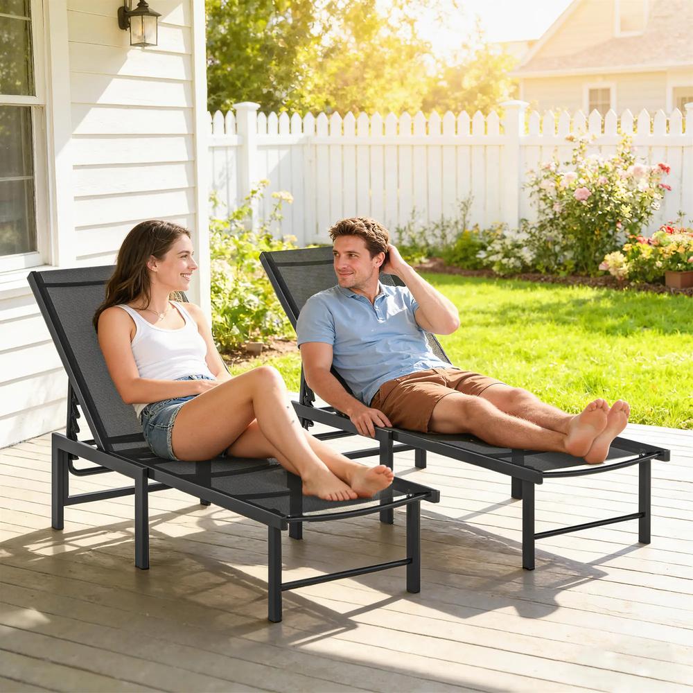 Outsunny Set of Two Reclining Sun Loungers 186 x 60 x 34 cm 7
