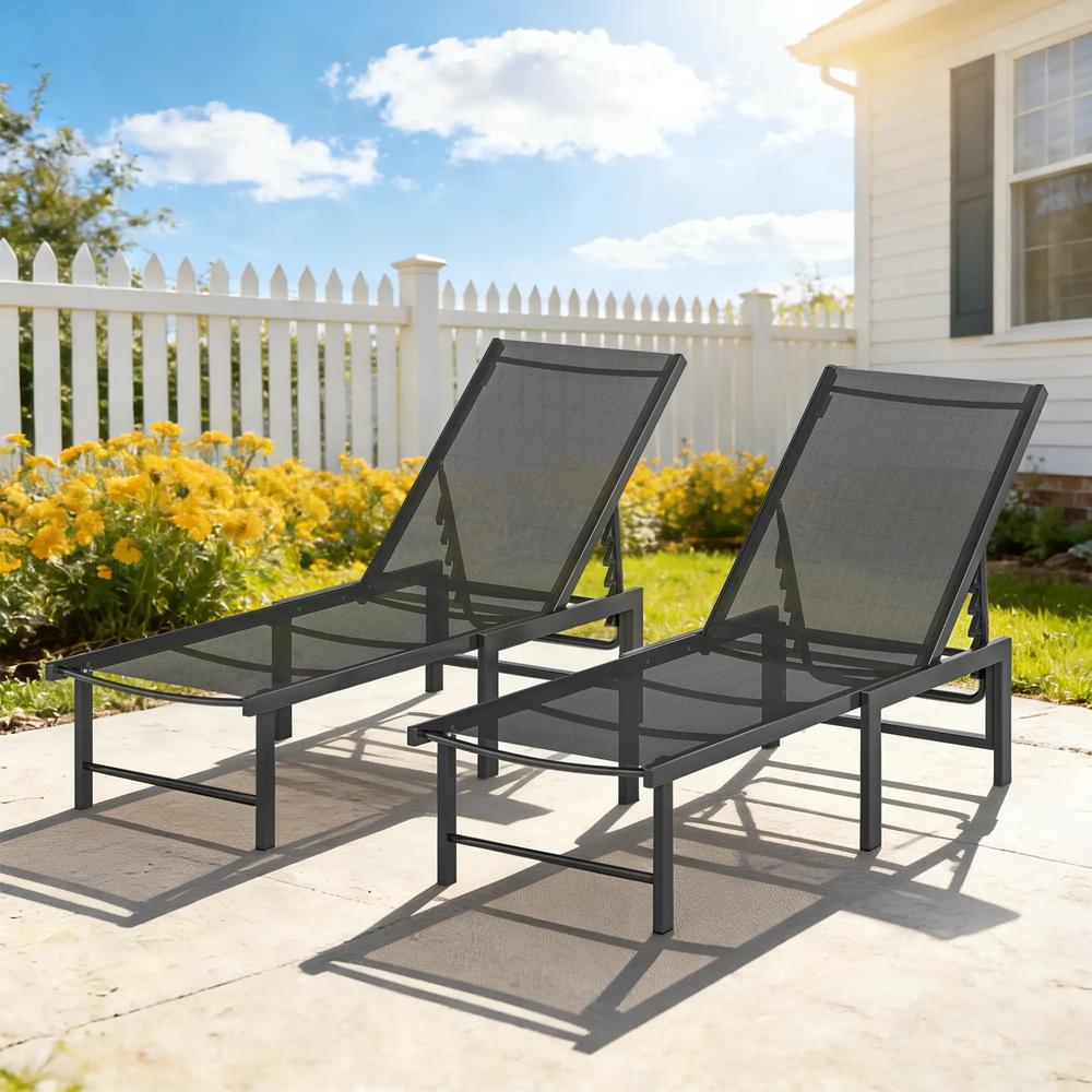Outsunny Set of Two Reclining Sun Loungers 186 x 60 x 34 cm 8