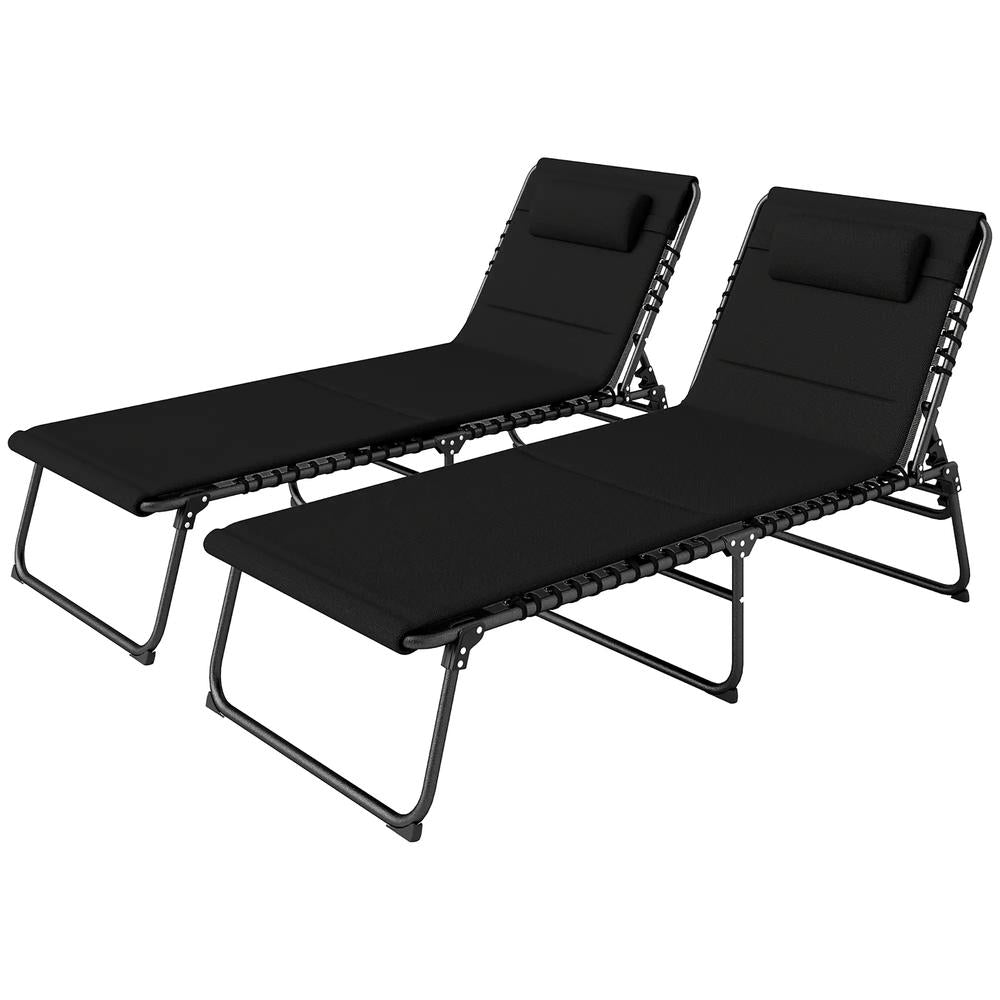 Outsunny Set of Two Reclining Sun Loungers 68W x 189D x 36Hcm 10