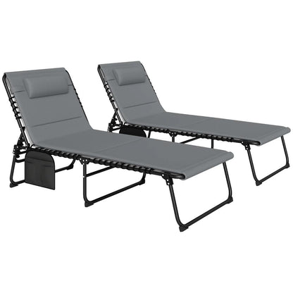 Outsunny Set of Two Reclining Sun Loungers 68W x 189D x 36Hcm 11