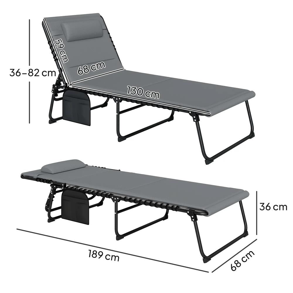 Outsunny Set of Two Reclining Sun Loungers 68W x 189D x 36Hcm 13