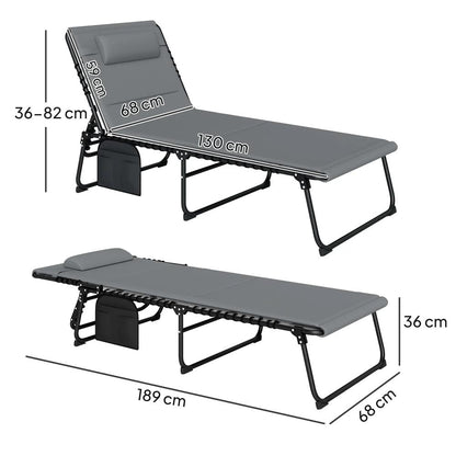 Outsunny Set of Two Reclining Sun Loungers 68W x 189D x 36Hcm 13