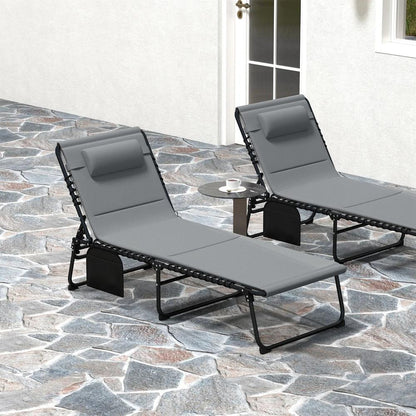 Outsunny Set of Two Reclining Sun Loungers 68W x 189D x 36Hcm 18