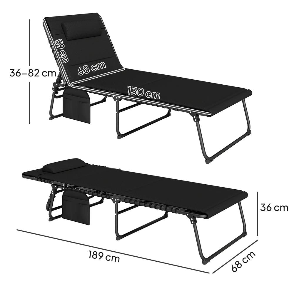Outsunny Set of Two Reclining Sun Loungers 68W x 189D x 36Hcm 2
