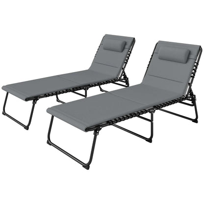 Outsunny Set of Two Reclining Sun Loungers 68W x 189D x 36Hcm 20