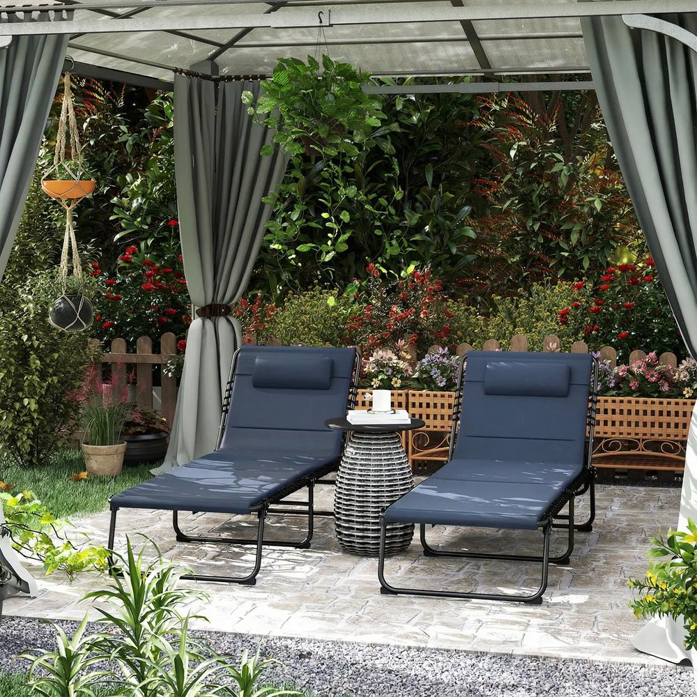 Outsunny Set of Two Reclining Sun Loungers 68W x 189D x 36Hcm 22