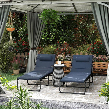 Outsunny Set of Two Reclining Sun Loungers 68W x 189D x 36Hcm 22