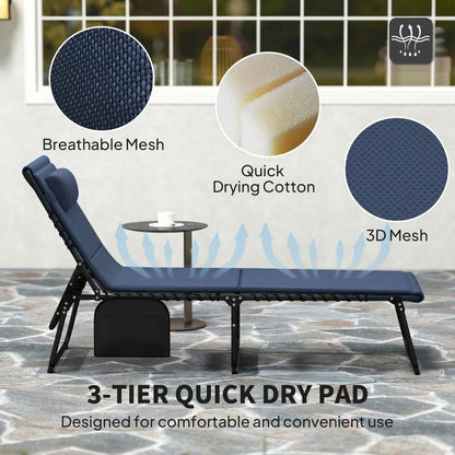 Outsunny Set of Two Reclining Sun Loungers 68W x 189D x 36Hcm 26