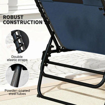Outsunny Set of Two Reclining Sun Loungers 68W x 189D x 36Hcm 27