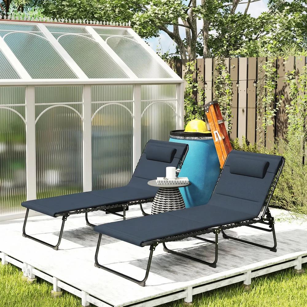 Outsunny Set of Two Reclining Sun Loungers 68W x 189D x 36Hcm 28