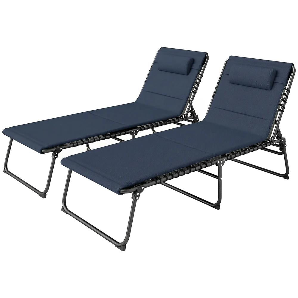 Outsunny Set of Two Reclining Sun Loungers 68W x 189D x 36Hcm 30