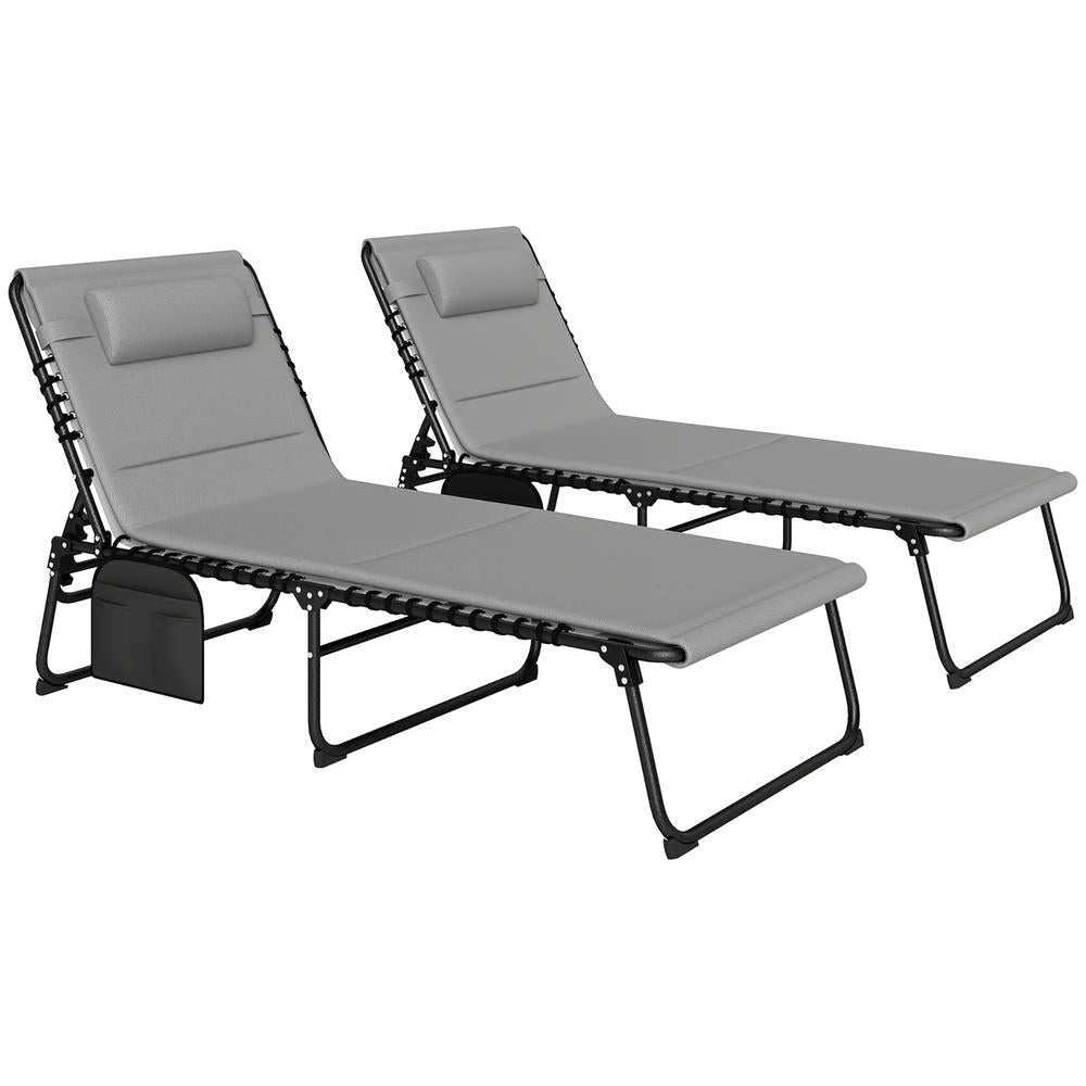 Outsunny Set of Two Reclining Sun Loungers 68W x 189D x 36Hcm 31