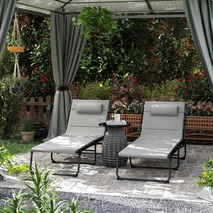 Outsunny Set of Two Reclining Sun Loungers 68W x 189D x 36Hcm 32