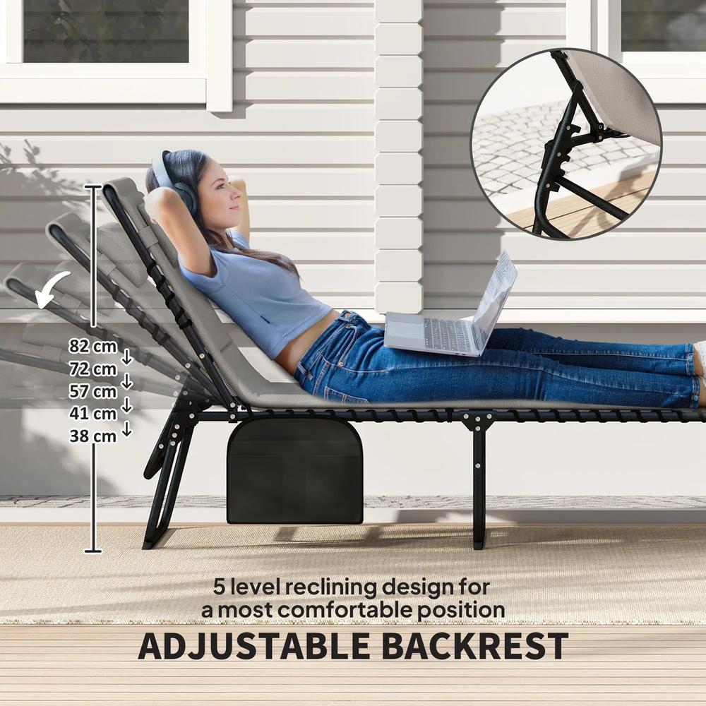 Outsunny Set of Two Reclining Sun Loungers 68W x 189D x 36Hcm 34