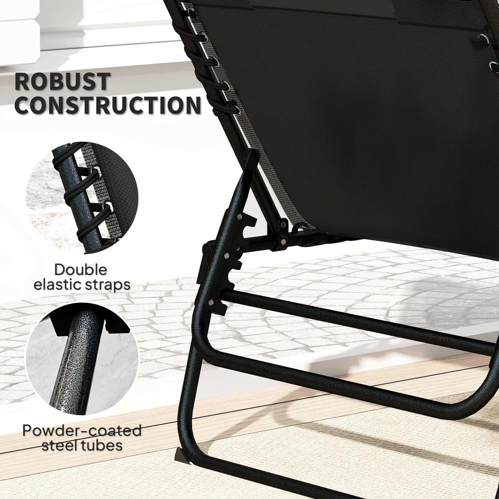Outsunny Set of Two Reclining Sun Loungers 68W x 189D x 36Hcm 6