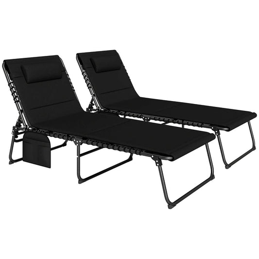 Outsunny Set of Two Reclining Sun Loungers 68W x 189D x 36Hcm 