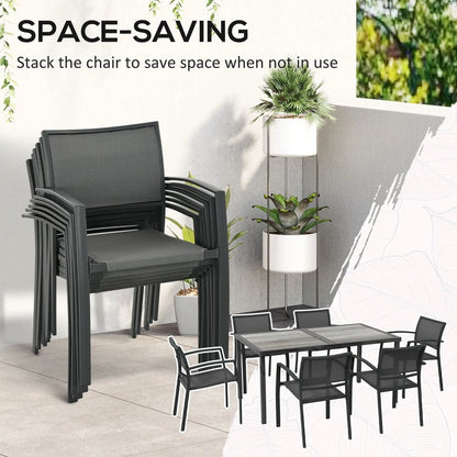 Outsunny Seven-Piece Casual Outdoor Dining Set, with Wood-Effect Table - Grey 3