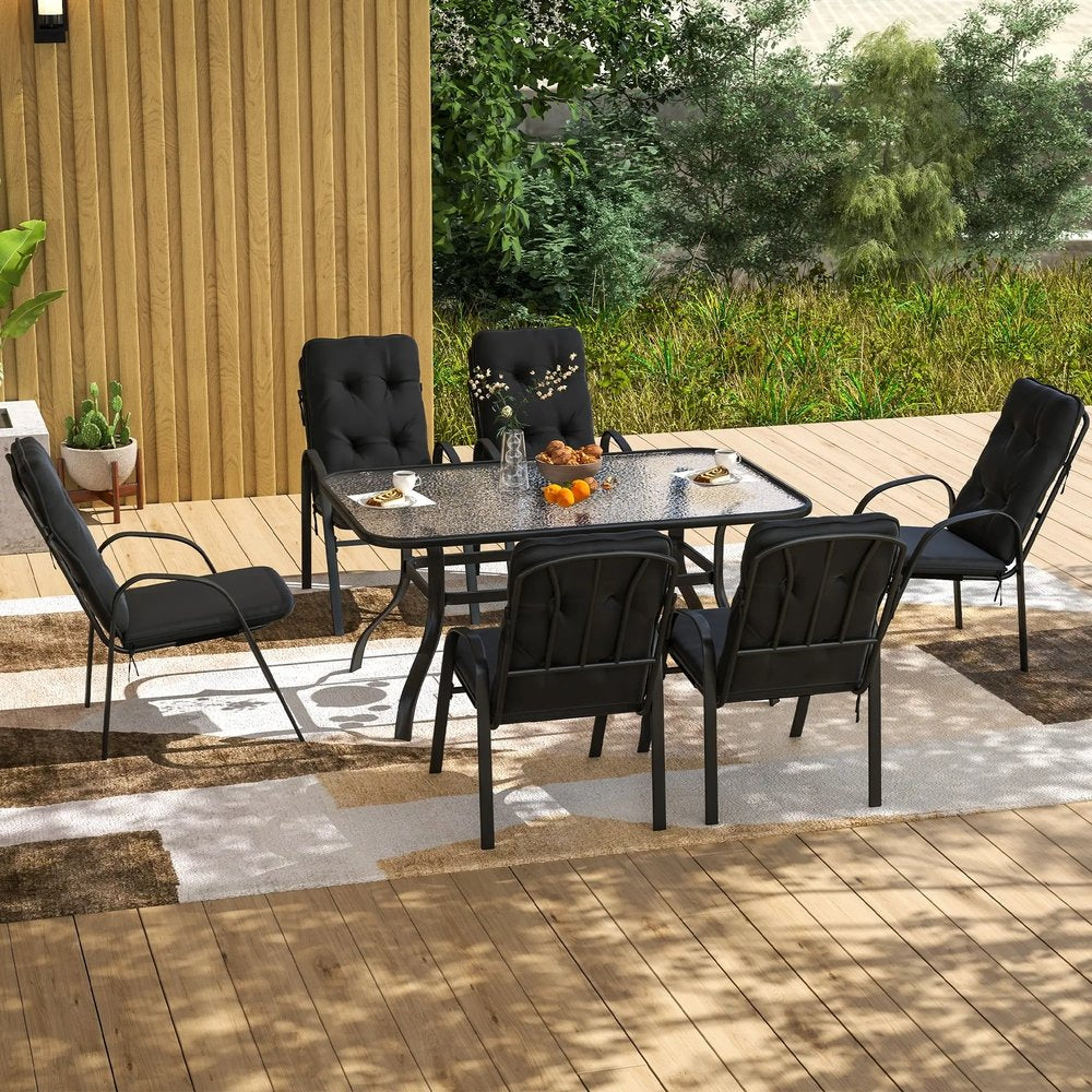 Outsunny Seven-Piece Garden Dining Set with Cushions 1