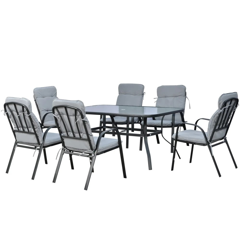 Outsunny Seven-Piece Garden Dining Set with Cushions 11