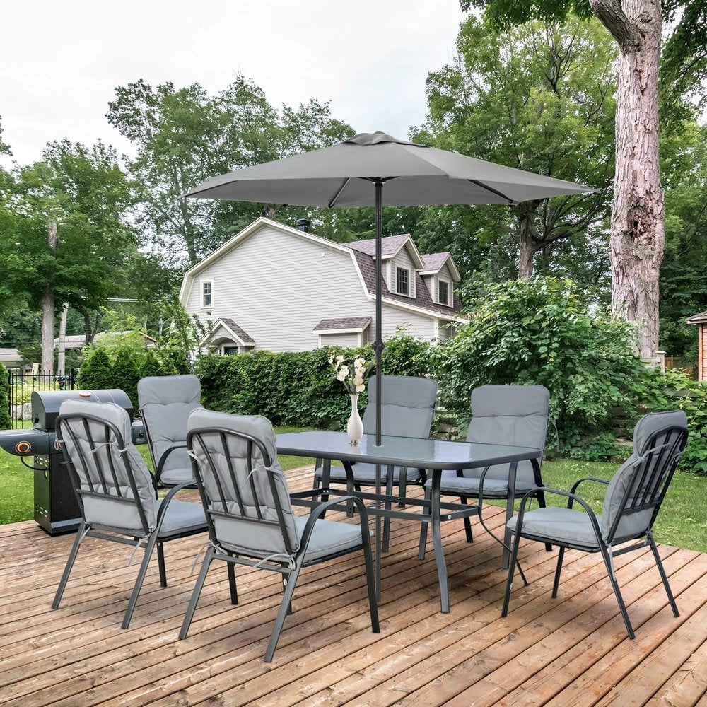 Outsunny Seven-Piece Garden Dining Set with Cushions 12