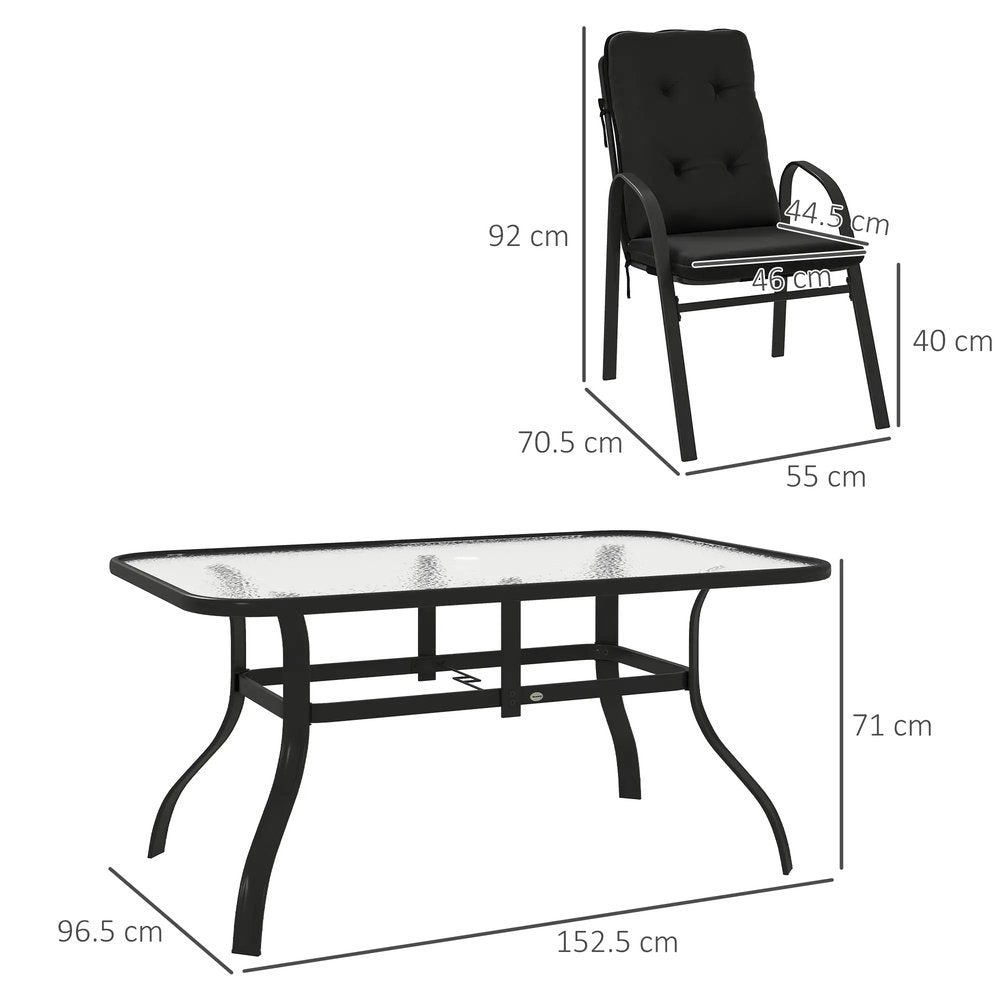 Outsunny Seven-Piece Garden Dining Set with Cushions 2