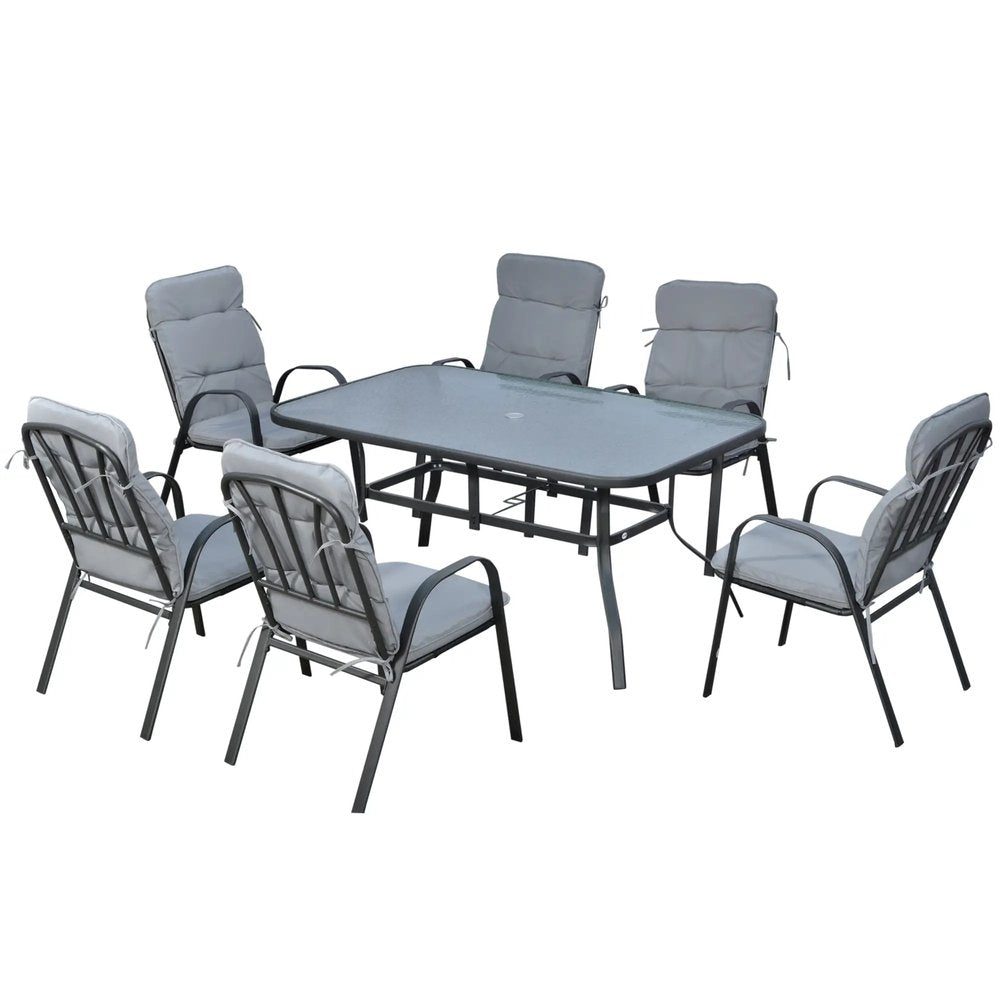 Outsunny Seven-Piece Garden Dining Set with Cushions 21