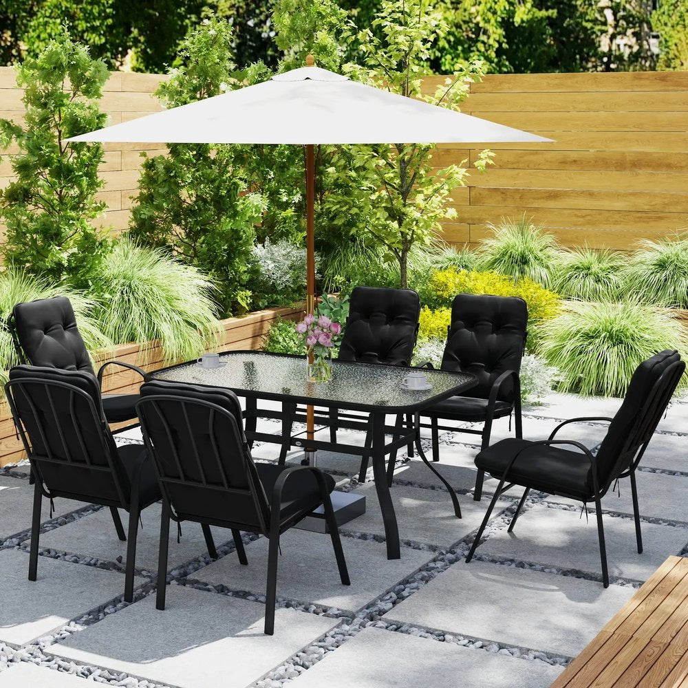 Outsunny Seven-Piece Garden Dining Set with Cushions 6