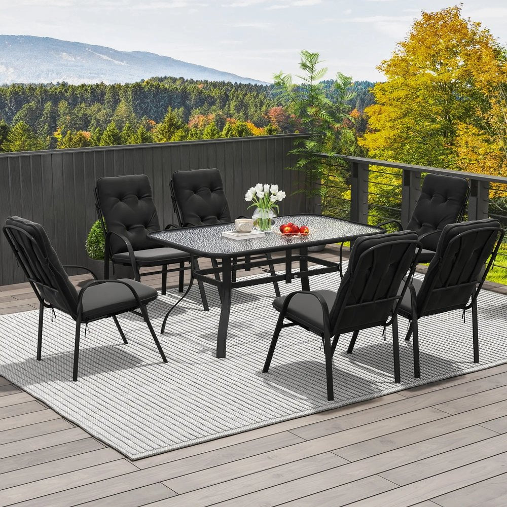 Outsunny Seven-Piece Garden Dining Set with Cushions 8