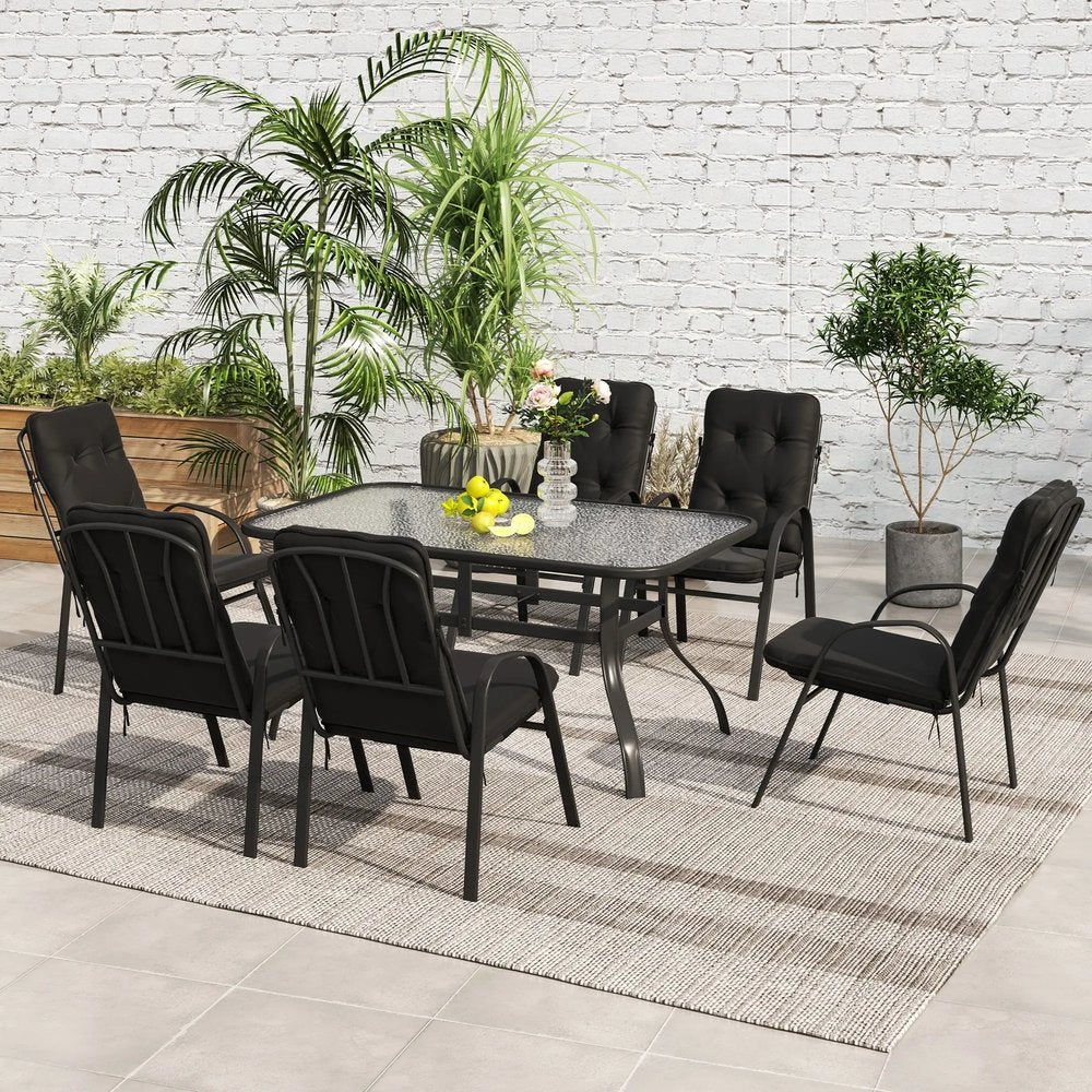 Outsunny Seven-Piece Garden Dining Set with Cushions 9
