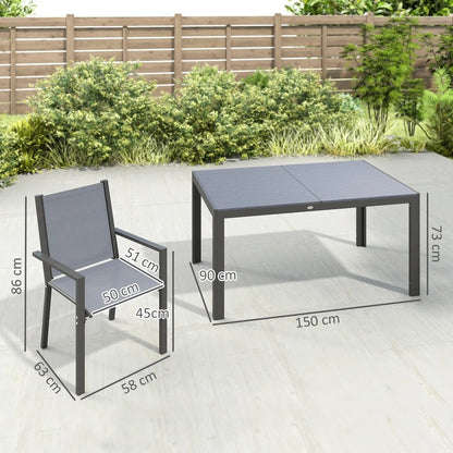 Outsunny Seven-Piece Garden Dining Set, with Plastic Wood-Top Table 2