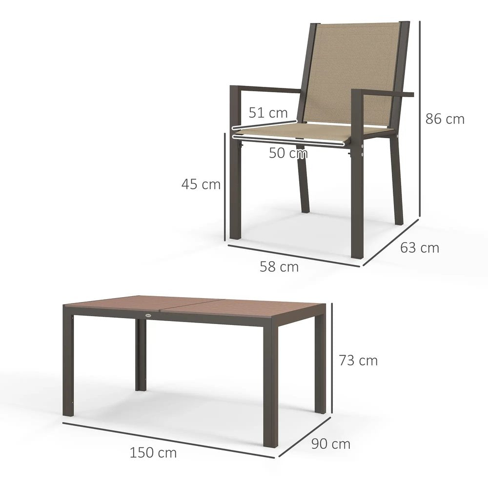 Outsunny Seven-Piece Garden Dining Set, with Plastic Wood-Top Table 24