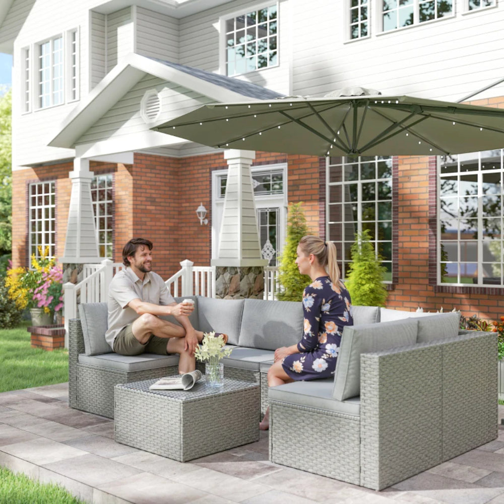 Outsunny Seven-Piece Modular Rattan Set