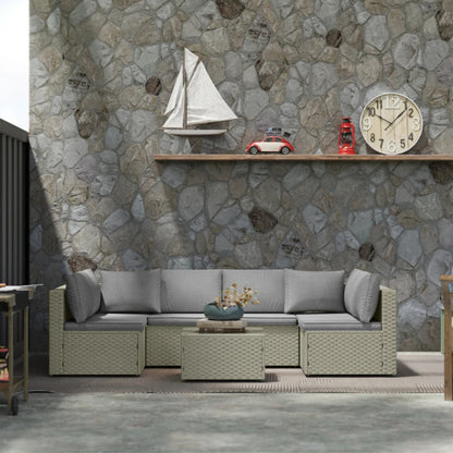 Outsunny Seven-Piece Modular Rattan Set