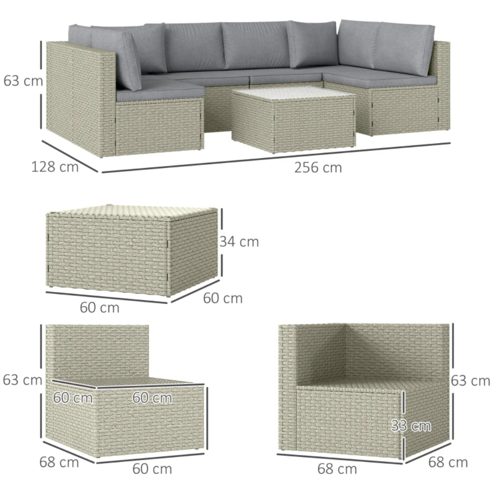 Outsunny Seven-Piece Modular Rattan Set