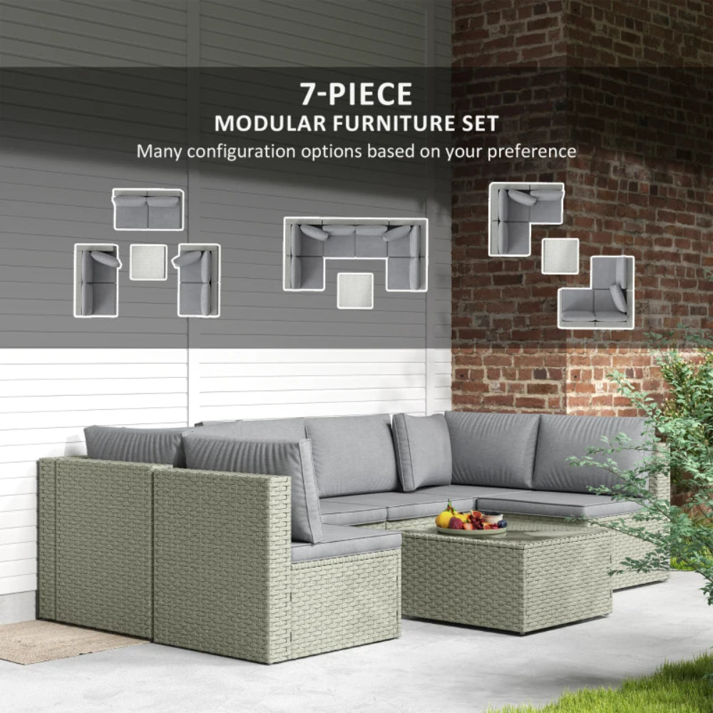 Outsunny Seven-Piece Modular Rattan Set