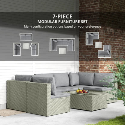 Outsunny Seven-Piece Modular Rattan Set