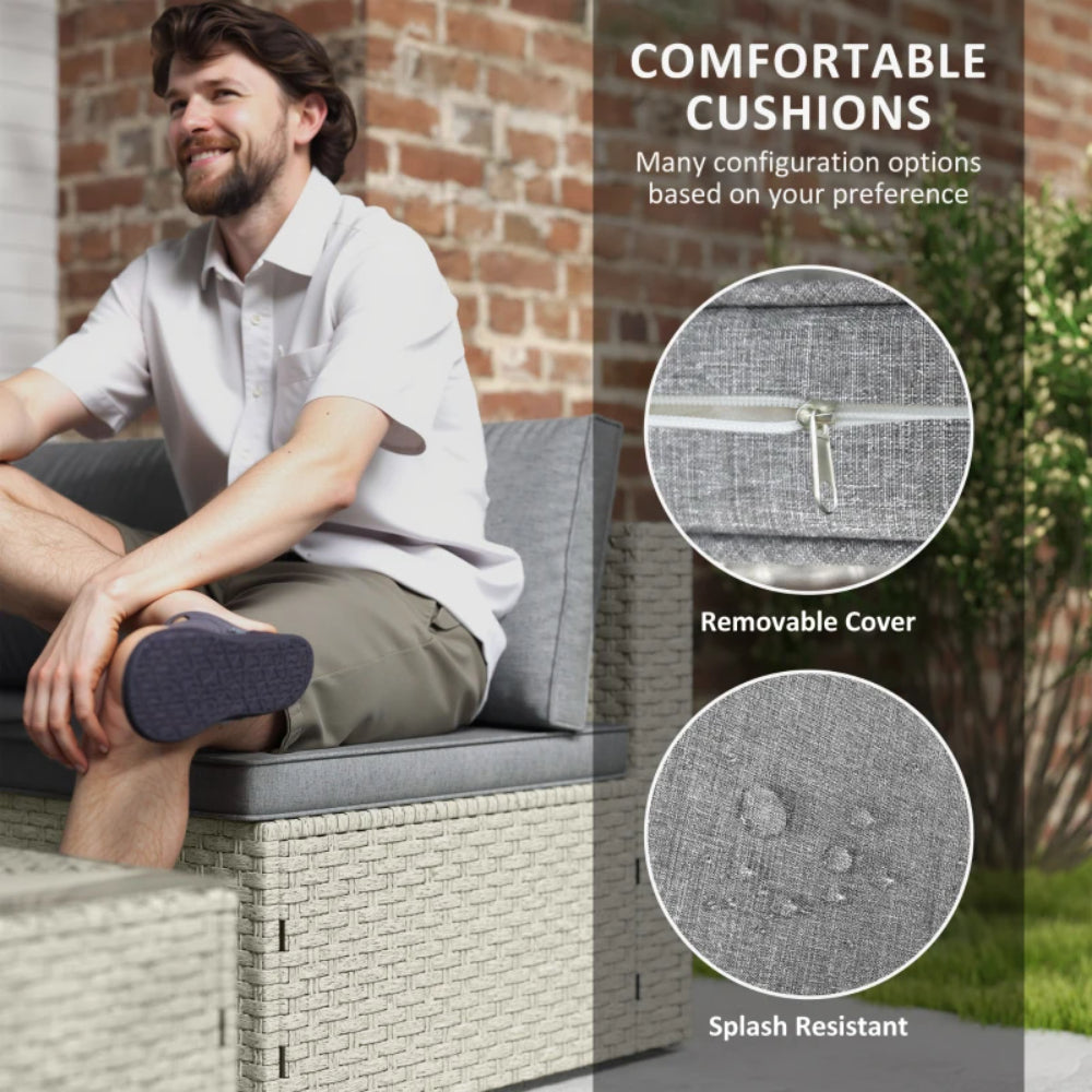 Outsunny Seven-Piece Modular Rattan Set