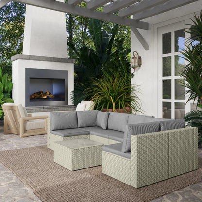 Outsunny Seven-Piece Modular Rattan Set
